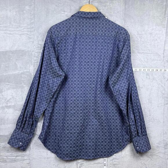 Robert Graham Classic Fit Long Sleeve Button Down Shirt Blue Geometric Men Sz XL - Picture 2 of 8